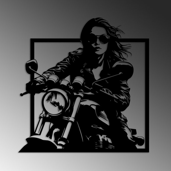 Wallity Rider Escultura de Pared de Metal Negra
